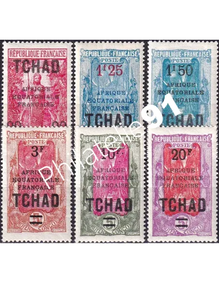 TCHAD, n° 47 à 52 charnière, timbres colonies françaises