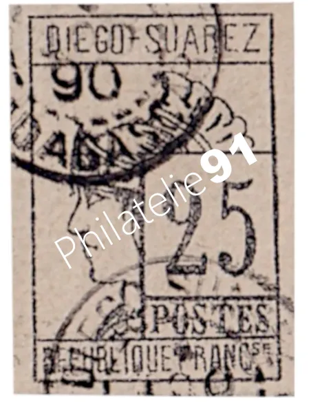 Timbre de DIEGO-SUAREZ n° 9, signé, collection timbres des colonies