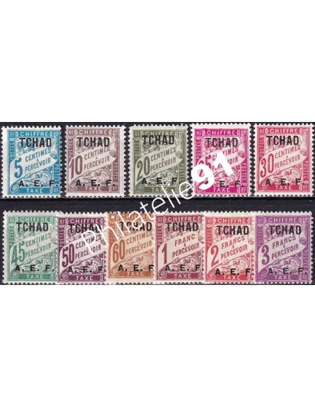 TCHAD, Taxe n° 1 à 11 charnière, timbres colonies françaises