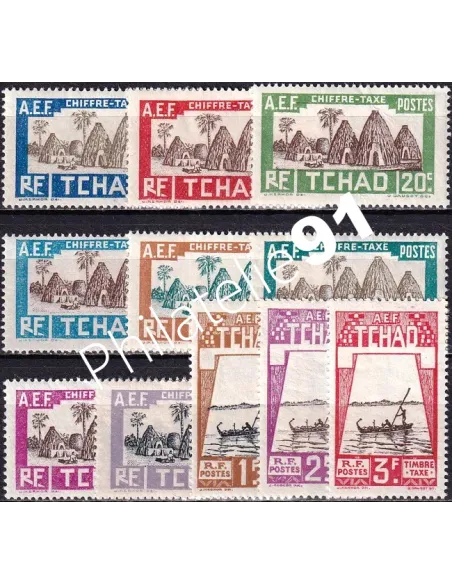 TCHAD, Taxe n° 12 à 22 charnière, timbres colonies françaises