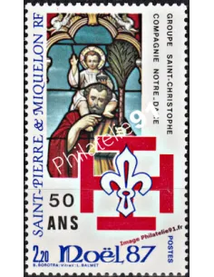 ST PIERRE et MIQUELON n° 483, Noël et scoutisme, timbre des Dom Tom