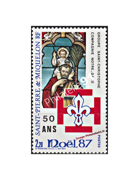 ST PIERRE et MIQUELON n° 483, Noël et scoutisme, timbre des Dom Tom