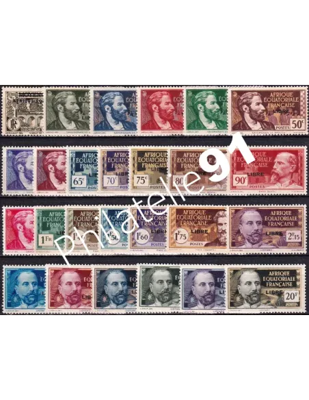 A.E.F., n° 102 à 127 charnière, timbres colonies françaises