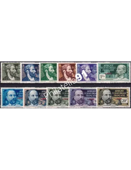 A.E.F., n° 128 à 138 charnière, timbres colonies françaises