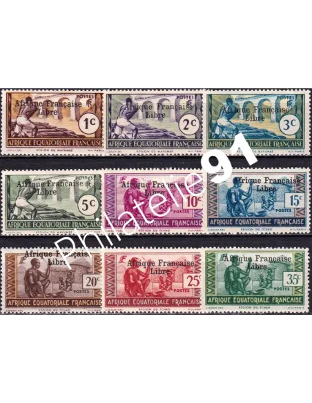 A.E.F., n° 156 à 164 charnière, timbres colonies françaises