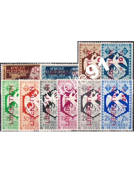 A.E.F., n° 181 à 190 charnière, timbres colonies françaises