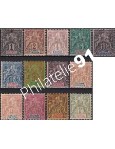 ANJOUAN, n° 1 à 13 charnière, timbres des colonies françaises