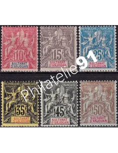 ANJOUAN, n° 14 à 19 charnière, timbres des colonies françaises