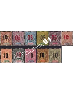 ANJOUAN, n° 20 à 30 charnière, timbres des colonies françaises