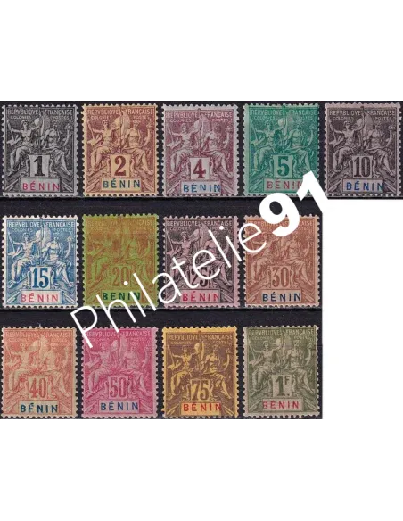 BENIN, n° 33 à 45 charnière, timbres des colonies françaises