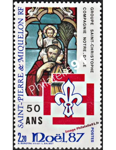 ST PIERRE et MIQUELON n° 483, Noël et scoutisme, timbre des Dom Tom