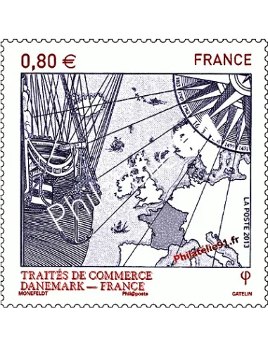 Timbre de France n° 4818 - 350ème anniversaire du Traité d'Amitié et de Commerce entre la France et le Danemark. Émissi