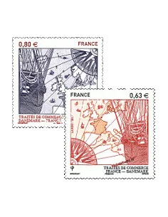 Timbres de France n° 4817 et 4818 - 350ème anniversaire du Traité d'Amitié et de Commerce entre la France et le Danemark