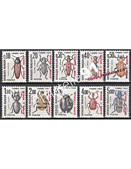 Timbres Taxe de SAINT PIERRE ET MIQUELON - Série compète neuve  n°  82 à 91 - Insectes