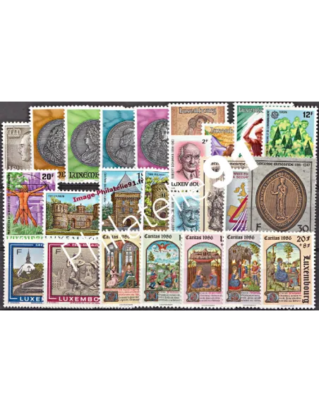 Timbres du Luxembourg - Année complète neuve 1986.