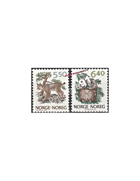 Timbres de Norvège n° 1016 à 1017.  Thématique : ANIMAUX SAUVAGES.