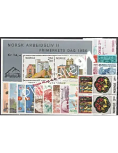 Timbres de Norvège - Année complète neuve 1986
