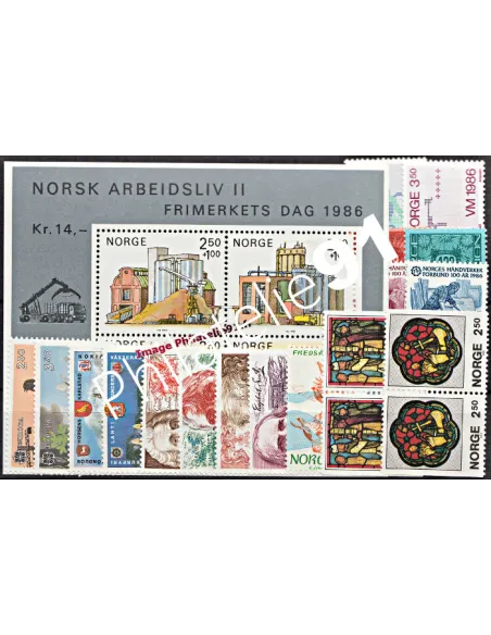 Timbres de Norvège - Année complète neuve 1986