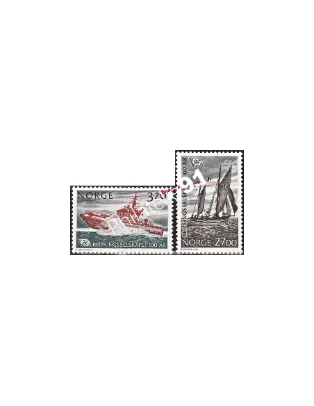 Timbres de Norvège n° 1023 à 1024. Série complète neuve. Thématique : Bateaux