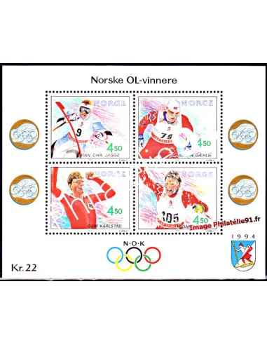 Timbres de Norvège - BF n° 19 - Jeux Olympiques d'hiver