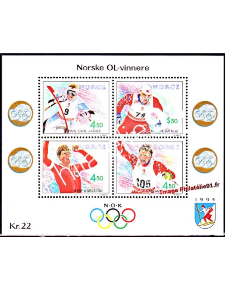Timbres de Norvège - BF n° 19 - Jeux Olympiques d'hiver