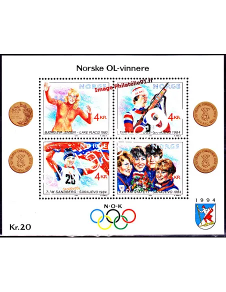 Timbres de Norvège - BF n° 11 - Jeux Olympique d'hiver.