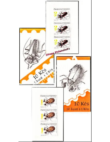 Carnets de Timbres neufs de Tchécoslovaquie n°2920 et 2921.
Thématique Insecte