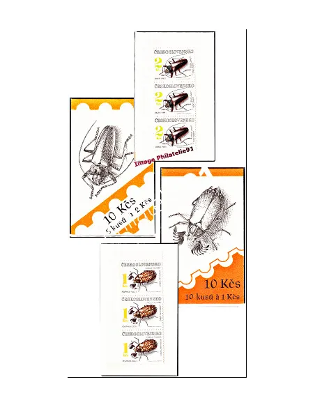 Carnets de Timbres neufs de Tchécoslovaquie n°2920 et 2921.
Thématique Insecte