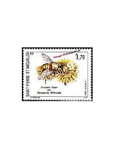 Timbre de Saint Pierre et Miquelon n° 594, insectes et fleurs, Dom-Tom
