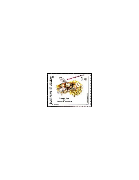 Timbre de Saint Pierre et Miquelon n° 594, insectes et fleurs, Dom-Tom
