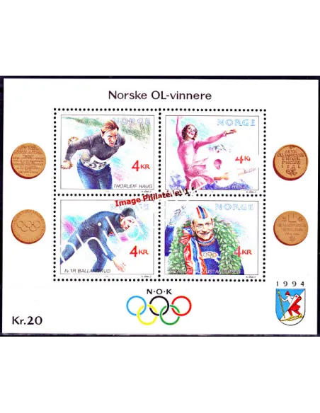 Timbres de Norvège - BF n° 14 - Jeux Olympiques d'hiver