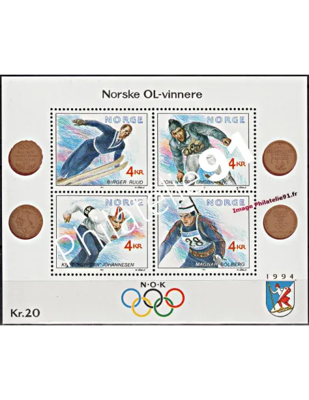 Timbres de Norvège - BF n° 16 - Jeux Olympiques d'hiver