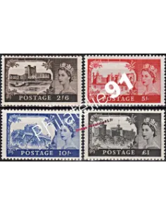 Timbres de Grande Bretagne n° 283 à 286, Elizabeth II,  Chateaux.