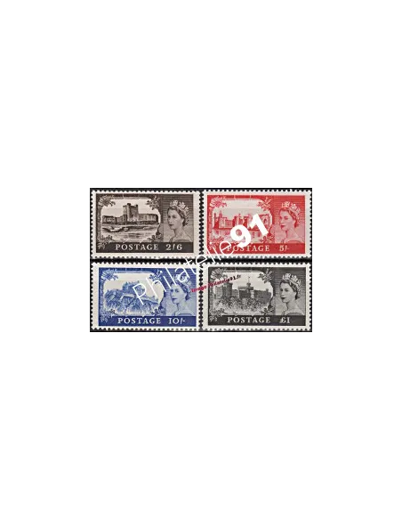 Timbres de Grande Bretagne n° 283 à 286, Elizabeth II,  Chateaux.