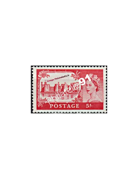 Timbre neuf de Grande Bretagne n° 352. Thématique : Elizabeth II et Châteaux.