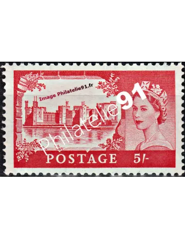 Timbre neuf de Grande Bretagne n° 352. Thématique : Elizabeth II et Châteaux.