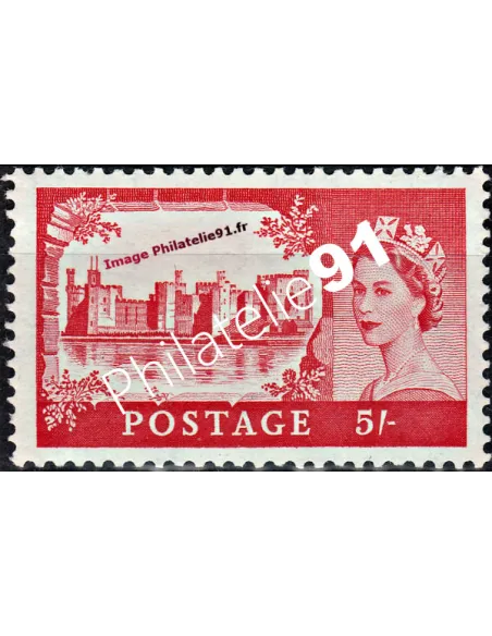 Timbre neuf de Grande Bretagne n° 352. Thématique : Elizabeth II et Châteaux.