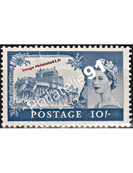 Timbre neuf de Grande Bretagne n° 353. Thématique : Elizabeth II et Châteaux.