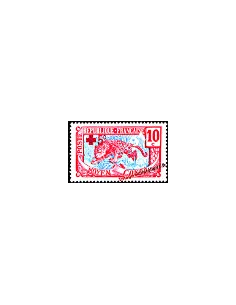 Timbre du Moyen-Congo n°66, croix-rouge, panthère, timbre des colonies