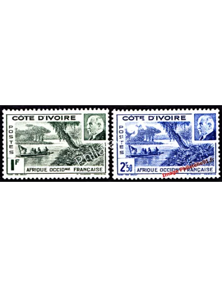 Timbre de Côte d'Ivoire n° 169 et 170,  Maréchal Pétain