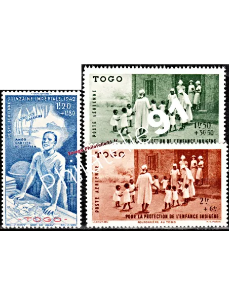 Timbres du Togo - P.A. n° 6 à 8 - Série coloniale P.E.I.Q.I.