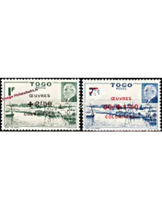 Timbres du TOGO n° 226 à 227. Maréchal Pétain surchargé
