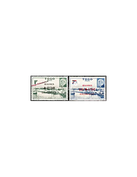 Timbres du TOGO n° 226 à 227. Maréchal Pétain surchargé