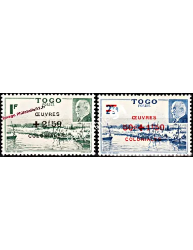 Timbres du TOGO n° 226 à 227. Maréchal Pétain surchargé
