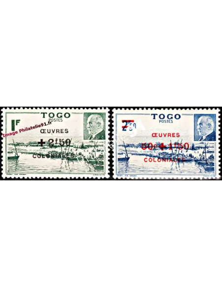 Timbres du TOGO n° 226 à 227. Maréchal Pétain surchargé
