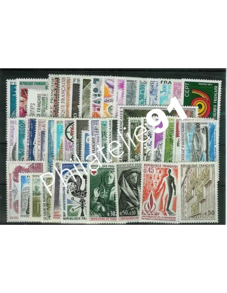 Année complète de timbres de France - 1973 - Neuve**