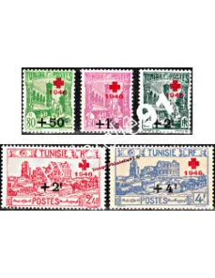 Timbres de TUNISIE n° 305 à 309 - Au profit de la Croix Rouge