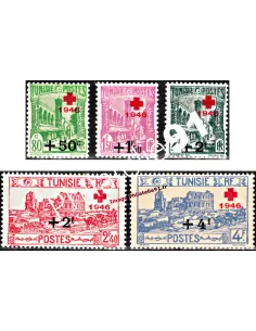Timbres de TUNISIE n° 305 à 309 - Au profit de la Croix Rouge