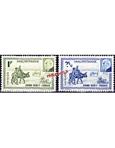 Timbre de Mauritanie 123 à 124. Caravane et Maréchal Pétain, timbres des colonies françaises