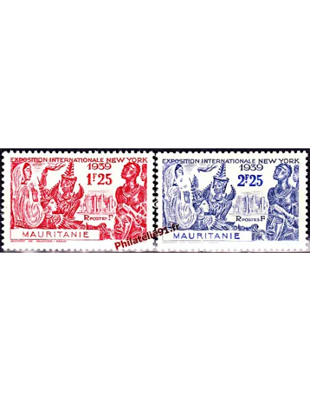 Timbres de Mauritanie n° 98 à 99 - Exposition de New York 1939